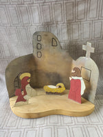 Rustic Wooden and Metal Nativity Scene