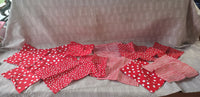 Lot of Red and White Striped and Polka Dot Fabric