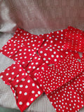 Lot of Red and White Striped and Polka Dot Fabric