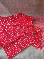 Lot of Red and White Striped and Polka Dot Fabric