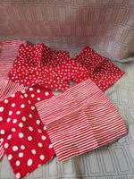 Lot of Red and White Striped and Polka Dot Fabric