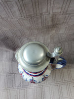 Vintage Hand Painted Ceramic Jug with Metal Lid