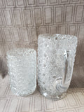 Heavy Cut Clear Glass Iced Tea Pitcher and Glass Set