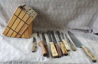 Lot of Assorted Knives in Wooden Butcher Block