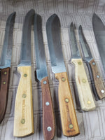 Lot of Assorted Knives in Wooden Butcher Block