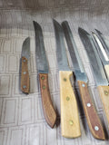 Lot of Assorted Knives in Wooden Butcher Block