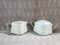 Vintage NPS Germany Silesia Lusterware Creamer Pitcher and Sugar Jar Set