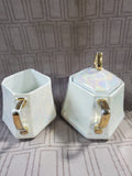 Vintage NPS Germany Silesia Lusterware Creamer Pitcher and Sugar Jar Set