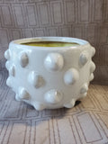 Round White Glazed Bubble Terra Cotta Planter