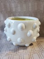 Round White Glazed Bubble Terra Cotta Planter