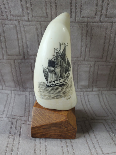 Scrimshaw Etched Faux Whale Tooth