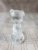 Vintage Precious Moments Crystal Girl with Duck Paperweight