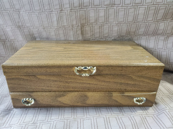 Vintage Buxton Faux Wood Jewelry Box