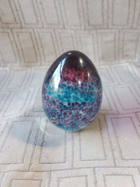 Multi-Colored Glass Egg Paperweight