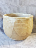 Signed Round Brown Glazed Pottery Planter