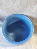 Signed Round Blue and Brown Glazed Pottery Planter