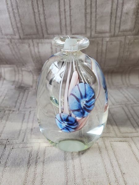 Vintage Signed Roger Gandelman Hand Blown Glass Perfume Bottle, No Stopper