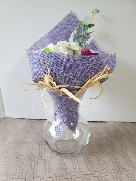 Clear Glass Vase with Floral Arrangement