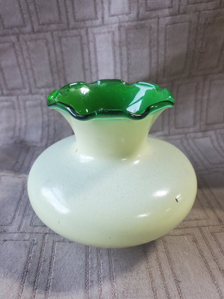 Vintage Green Glass Bud Vase