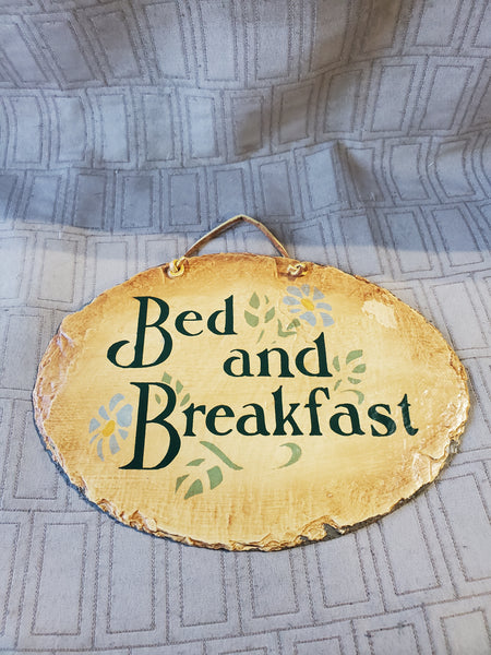 Slate Slab "Bed and Breakfast" Wall Hanging Plaque