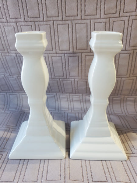 Pair of Mikasa French Countryside White F9000 Candlestick Holders