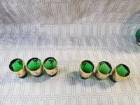 7 Piece Green Murano Glass with 24k Gold Paint Liqueur Set