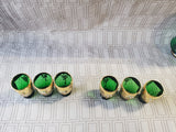 7 Piece Green Murano Glass with 24k Gold Paint Liqueur Set