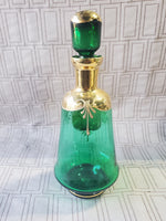 7 Piece Green Murano Glass with 24k Gold Paint Liqueur Set