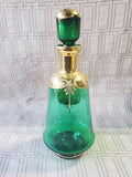 7 Piece Green Murano Glass with 24k Gold Paint Liqueur Set