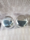 (B) Pair of Clear Glass and Metal Sugar Dispensers