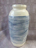 Signed Glazed Pottery Vase with Flower