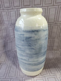 Signed Glazed Pottery Vase with Flower