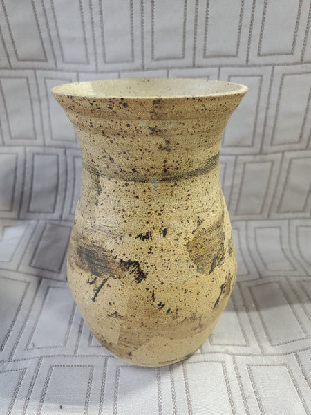 Signed Brown Glazed Pottery Bud Vase