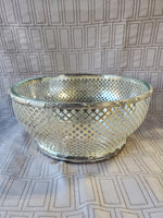 Vintage Glass Punch Bowl with Godinger Silverplate Accent