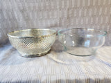 Vintage Glass Punch Bowl with Godinger Silverplate Accent