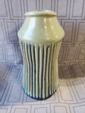 Green Ceramic Ribbed Bud Vase