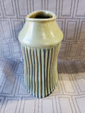 Green Ceramic Ribbed Bud Vase