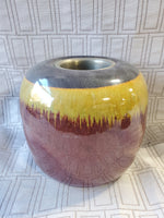 Red, Yellow, and Brown Glazed Ceramic Vase