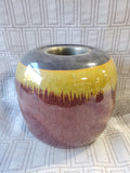 Red, Yellow, and Brown Glazed Ceramic Vase