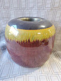 Red, Yellow, and Brown Glazed Ceramic Vase