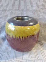 Red, Yellow, and Brown Glazed Ceramic Vase