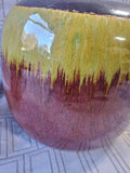 Red, Yellow, and Brown Glazed Ceramic Vase