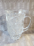 Vintage Heavy Cut Clear Glass Pitcher