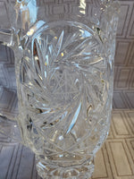 Vintage Heavy Cut Clear Glass Pitcher