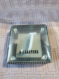 Set of 4 Glass Coasters with the Initial "J" APPEARS UNUSED