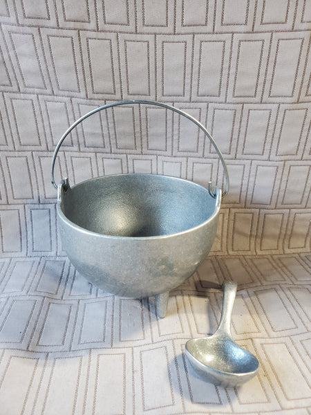 Vintage Metal Cauldron with Ladle