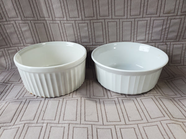 Pair of Small White Soufflé Dishes