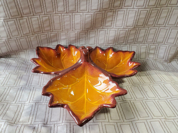 Better Homes and Garden Heritage Collection 3 Sectioned Maple Leaf Serving Dish