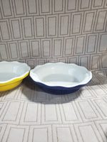 Set of 4 Roscho Yellow and Blue Ceramic Mini Tarte Pans