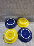 Set of 4 Roscho Yellow and Blue Ceramic Mini Tarte Pans